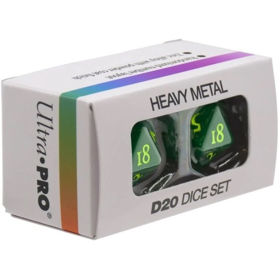 Heavy Metal Dice: 2Pc D20 Vivid Green - Dice