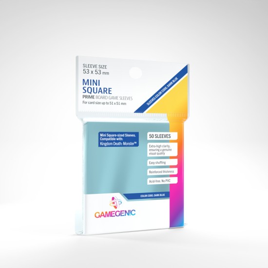 GameGenics Prime Mini Square Sized Sleeves 53 x 53 mm ($3.49) - Sleeves