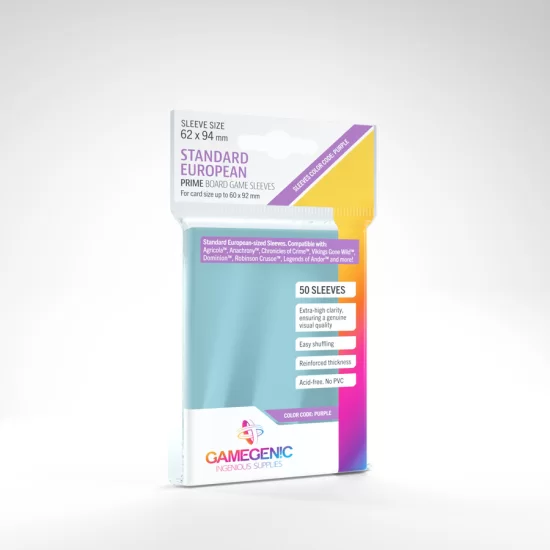 GameGenics Prime Standard European Sized Sleeves 62 x 94 mm - Sleeves GameGenics Prime Standard European Sized Sleeves 62 x 94 mm ($3.49) - Sleeves