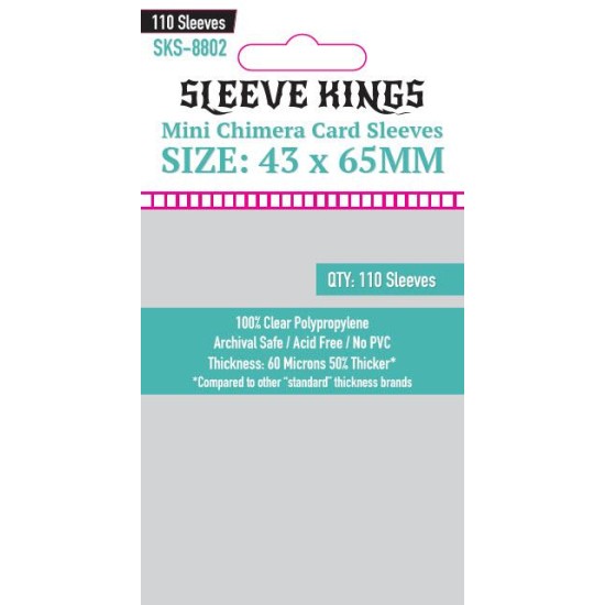 Sleeve Kings Mini Chimera Card Sleeves (43x65mm) - 110 Pack, -SKS-8802 ($2.99) - Sleeves