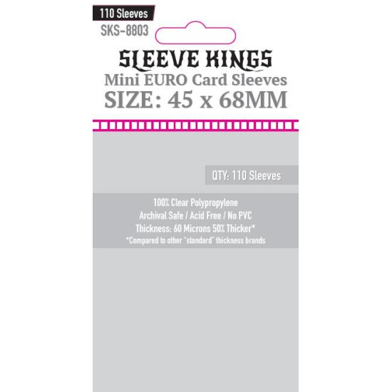 Sleeve Kings Mini Euro Card Sleeves (45x68mm) - 110 Pack, -SKS-8803 ($2.99) - Sleeves