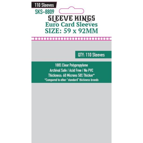Sleeve Kings Euro Card Sleeves (59x92mm) - 110 Pack, -SKS-8809 ($2.99) - Sleeves