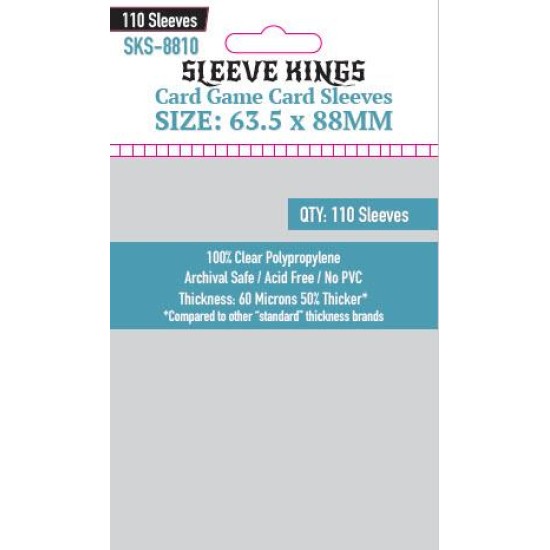 Sleeve Kings Card Game Card Sleeves (63.5x88mm) - 110 Pack, -SKS-8810