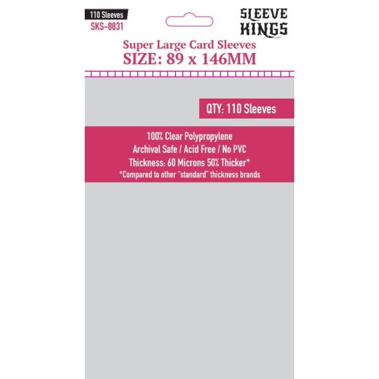 Sleeve Kings Super Large Card Sleeves (89x146mm) - 110 Pack, -SKS-8831 ($3.99) - Sleeves
